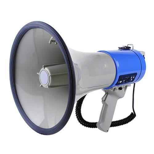 Megafon 60 Watt 600m Lautsprecher Sirene wetterfest weiß/blau, 79,99 €